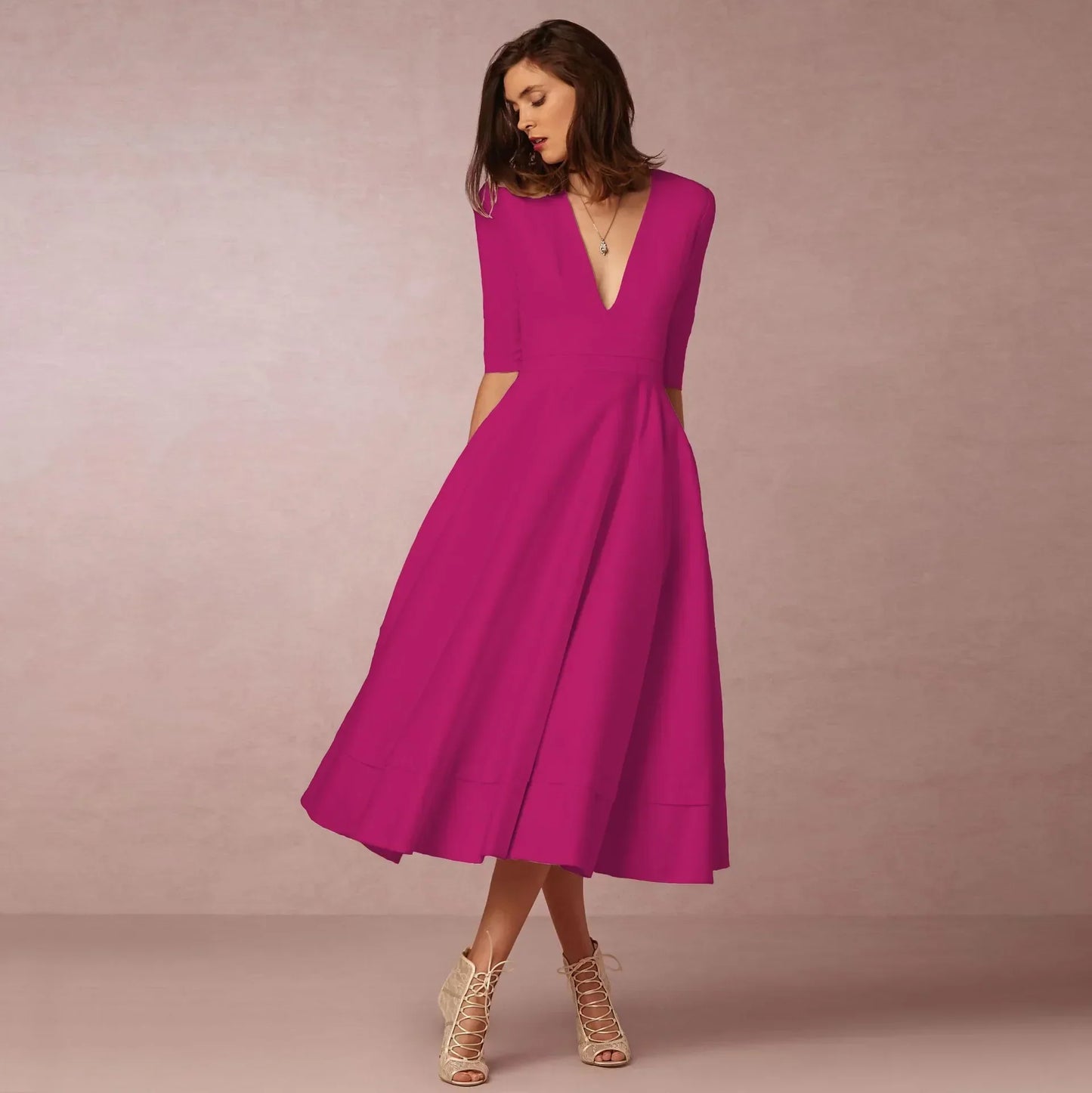 Variant image for Eyanose | Black Midi Evening Dress for Formal Weddings and Events-19