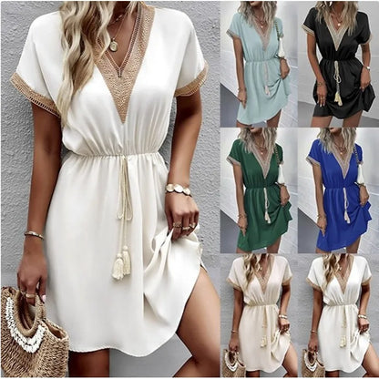 Fashionable V-Neck Bohemian Summer Dress