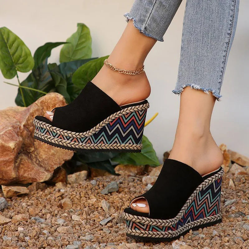 Stylish High Heel Wedge Sandals