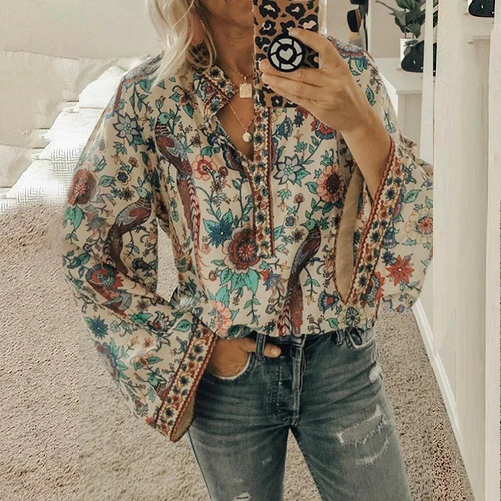 Vibrant Summer Peasant Top for Ladies