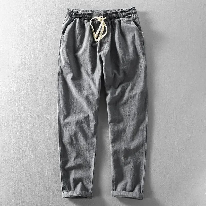 Lightweight Men's Summer Pants Loose Fit Drawstring Trousers