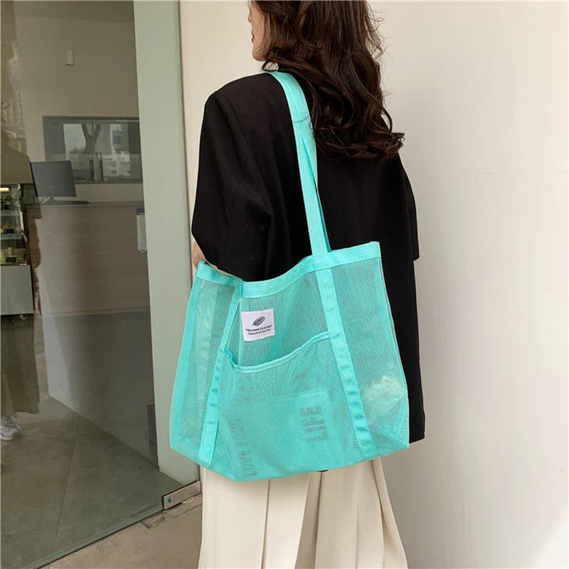Tina | Transparent Mesh Tote Bag for Beach and Travel-3