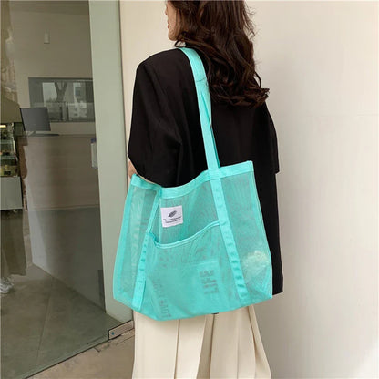 Tina | Transparent Mesh Tote Bag for Beach and Travel-3