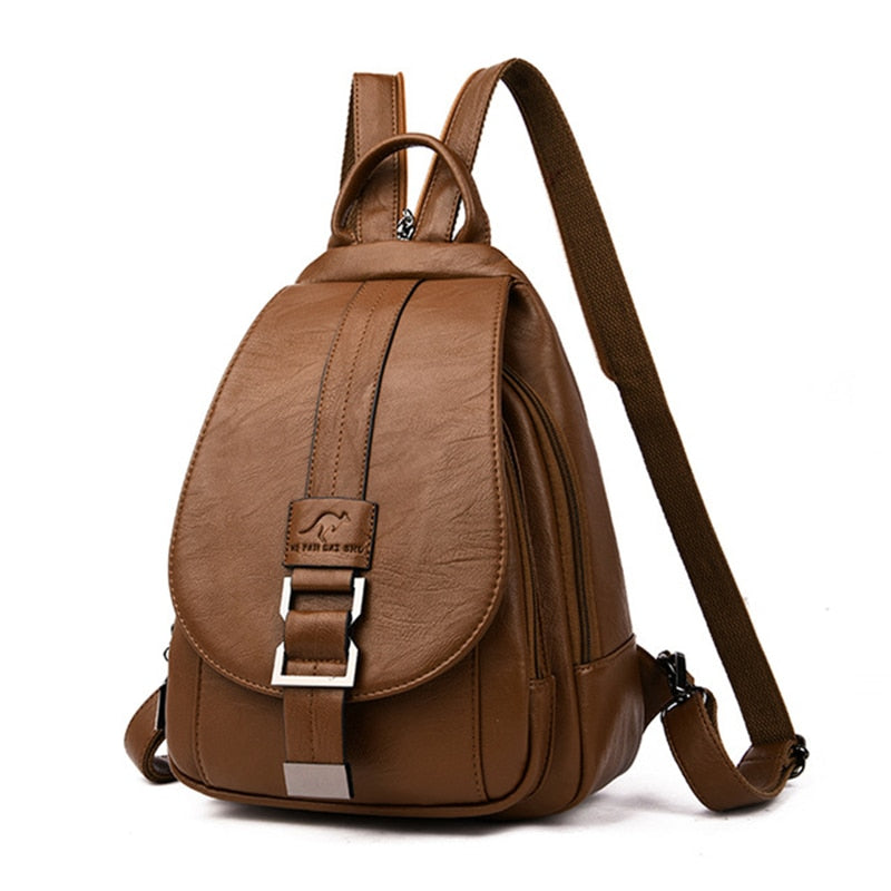 Secure Women's Leather Rucksack - Soft Genuine Sheepskin Backpack