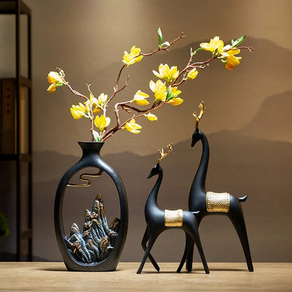Beautiful Ceramic Mountain Vase Black Home Decor