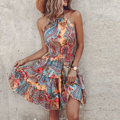 Sleeveless Unique Print Bodycon Mini Dress