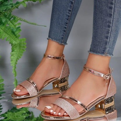 Comfortable Flat Gold Buckle Sandals