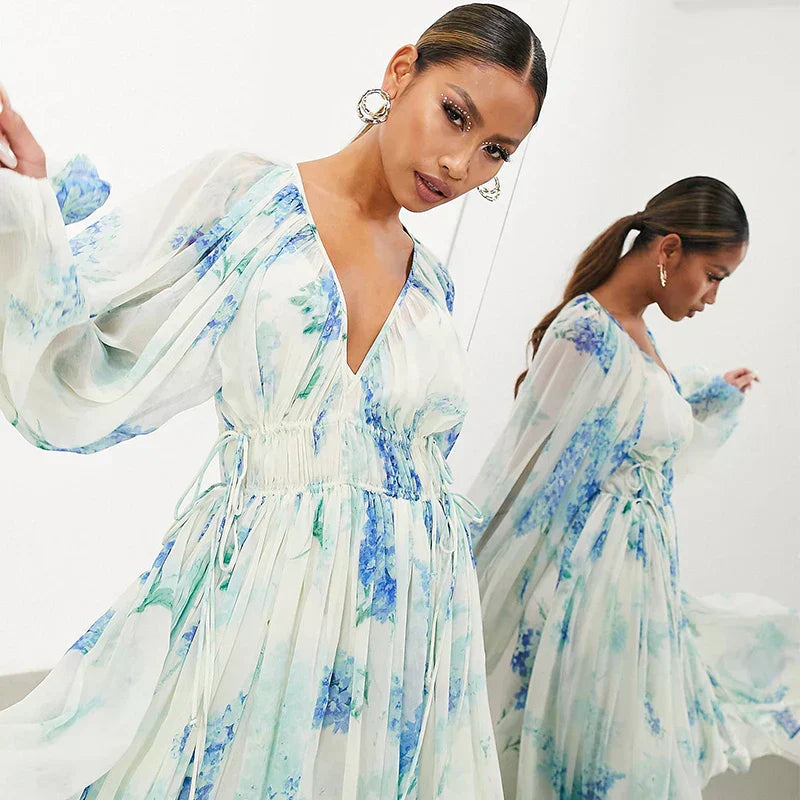 Navy Blue Flowy Maxi Dress