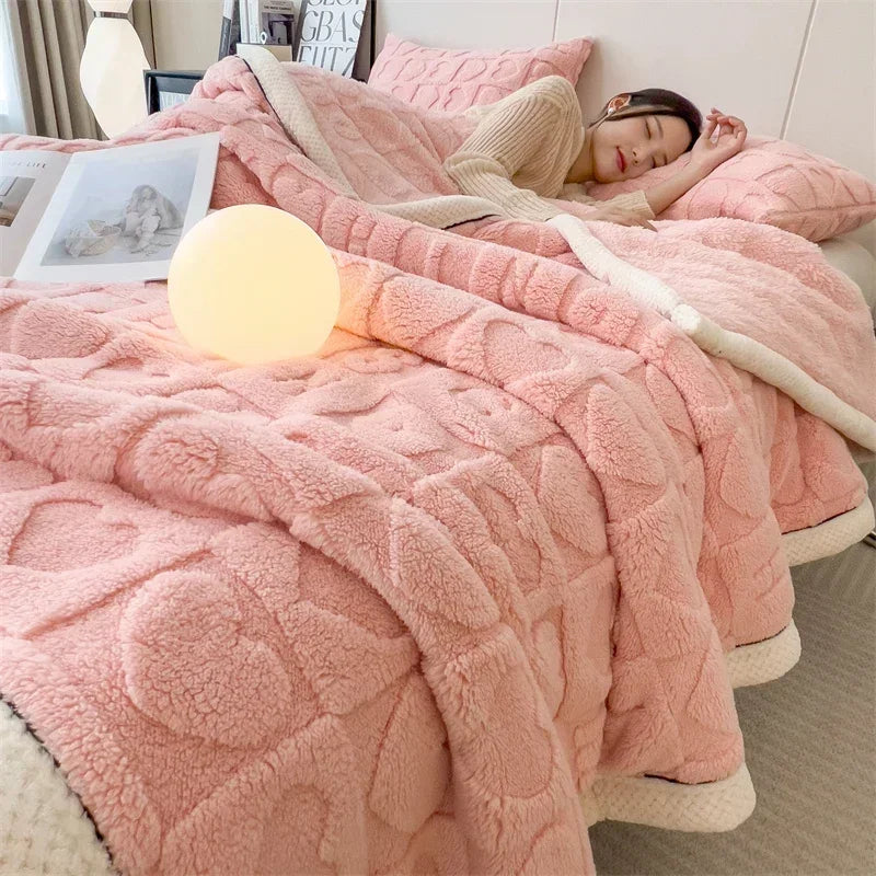 Plush Fuzzy Valentine Thick Throw Blanket