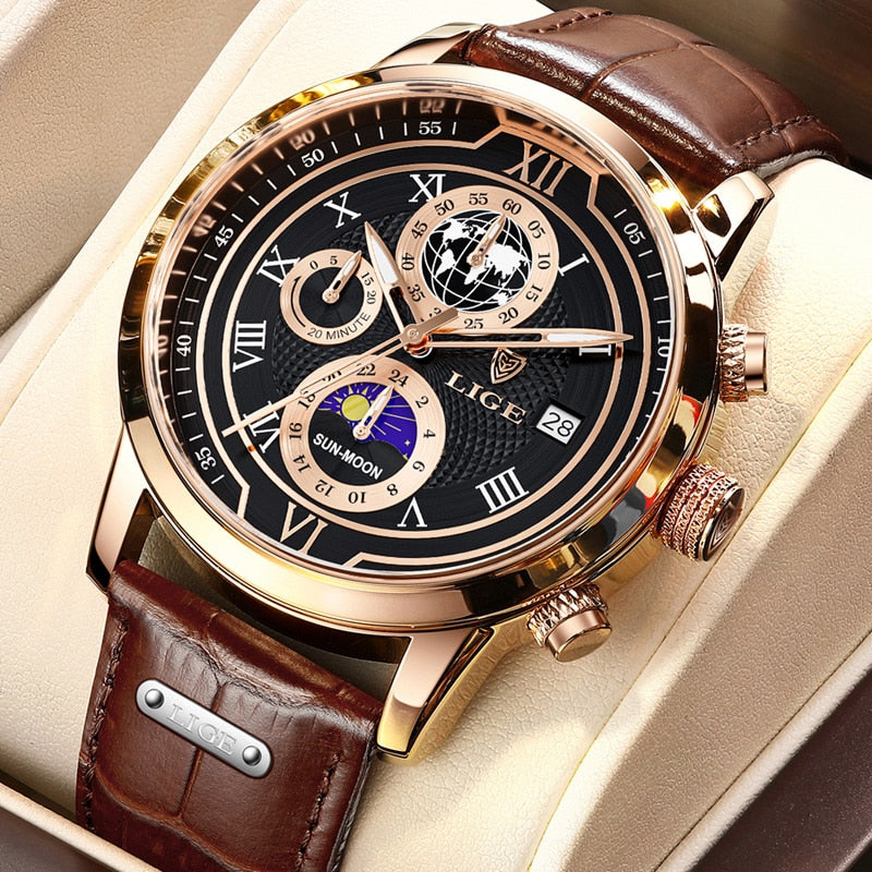 Modern Leather Chronograph Men's Watch
