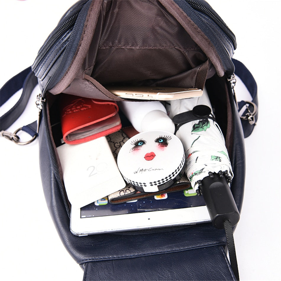 Secure Women's Leather Rucksack - Soft Genuine Sheepskin Backpack
