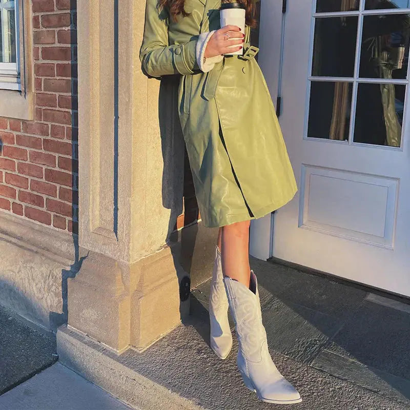Fashionable Embroidered Ankle Cowboy Boots