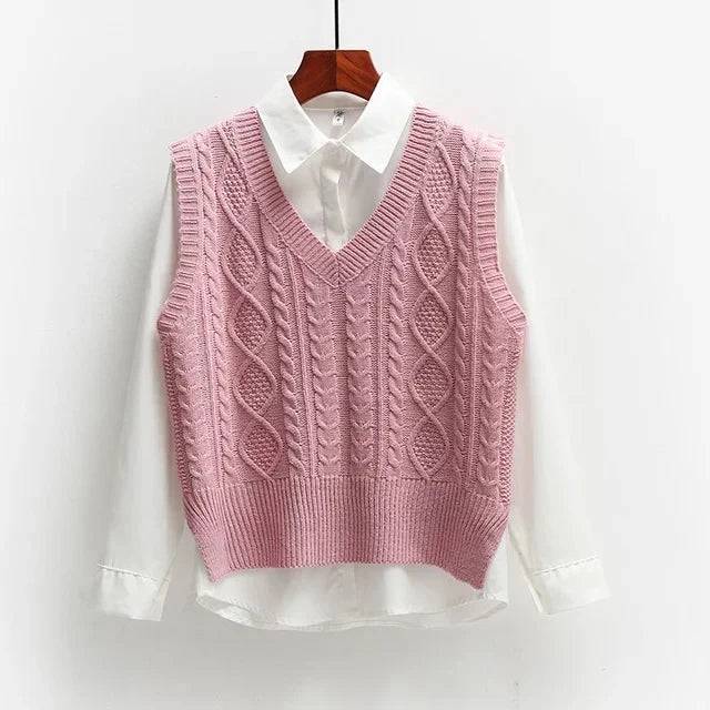 Cozy Cable Knit Vest Sweater