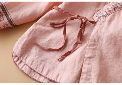 Casual Floral Embroidered Loose Fit Blouse