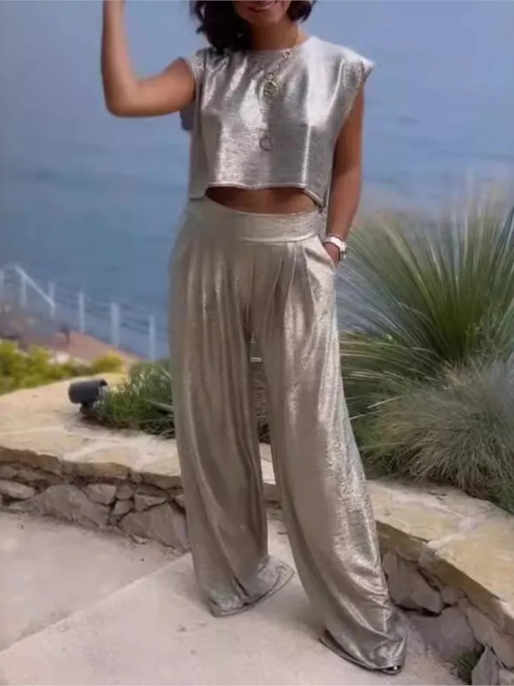 Ladies' Tank Top and Wide Leg Pants Set