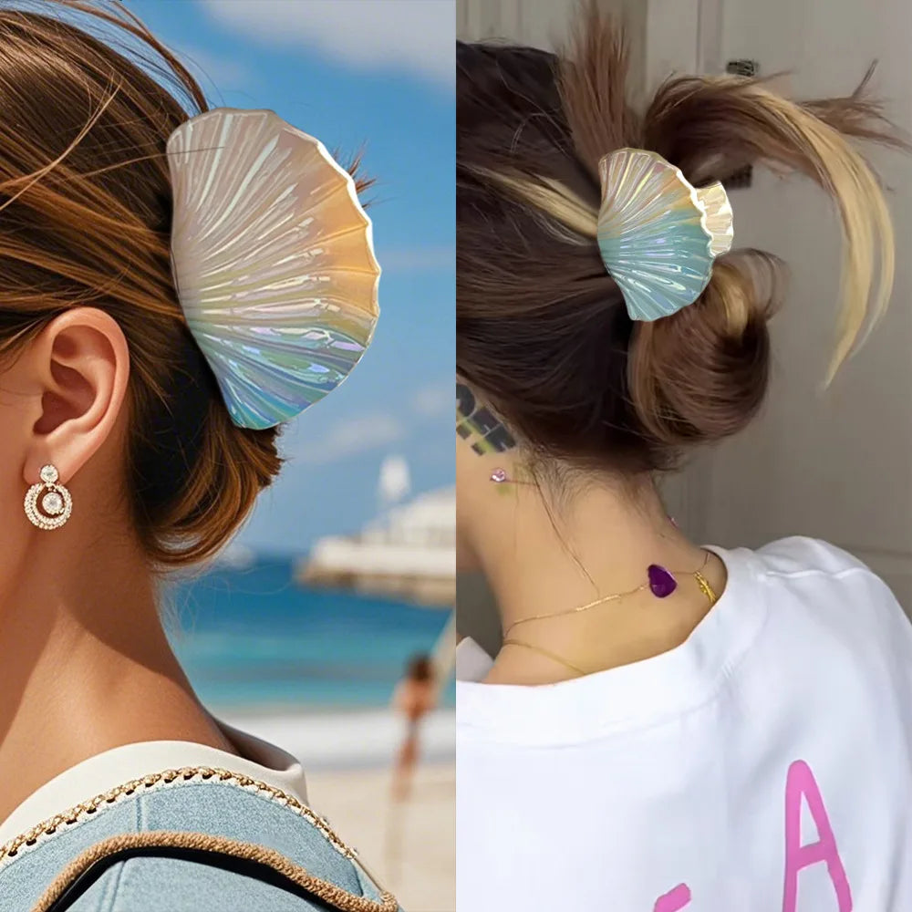 Colorful Ocean Shell Hair Clip for Women Beach Hairstyle