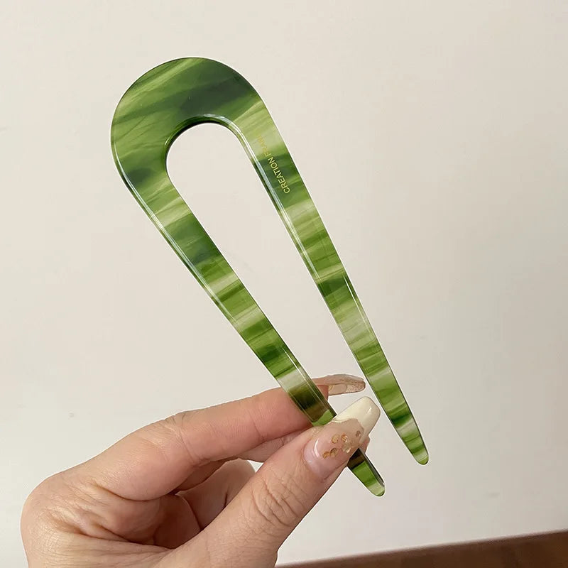 Chic Marble Hair Clips for Women Bun Maker