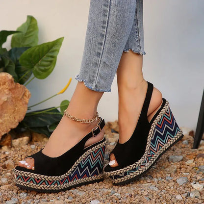 Stylish High Heel Wedge Sandals