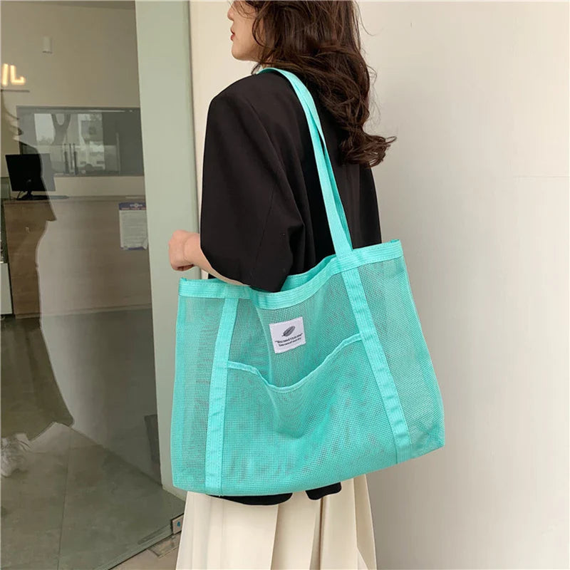 Tina | Transparent Mesh Tote Bag for Beach and Travel-2