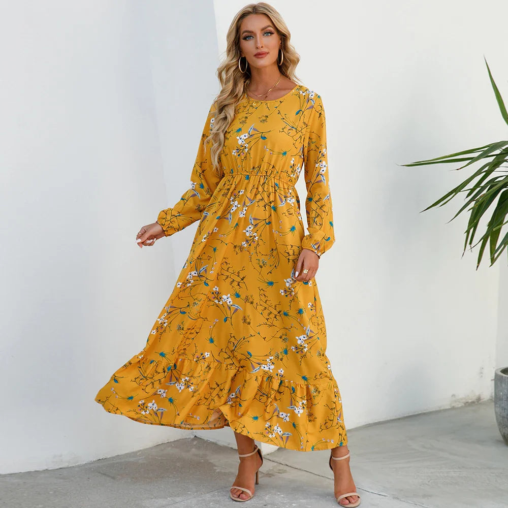 Variant image for Bella | Long Sleeve Floral Maxi Dress for Women-1