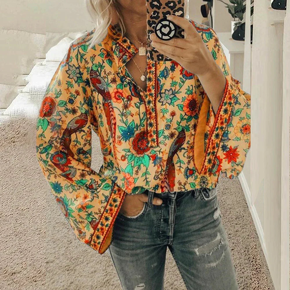 Vibrant Summer Peasant Top for Ladies