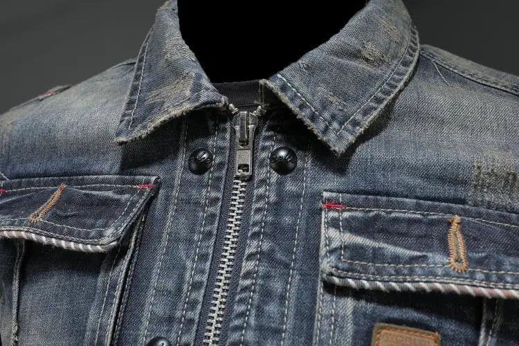 Vintage Patchwork Men's Leather Jacket