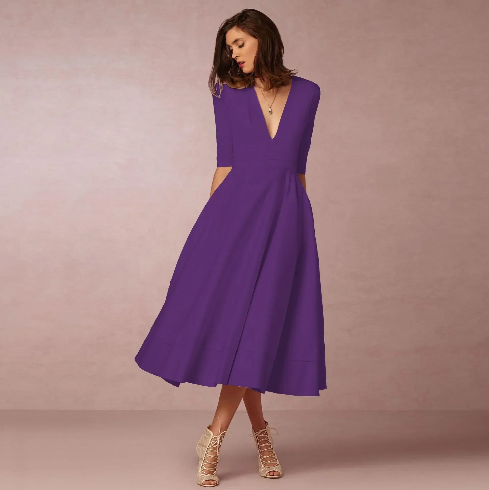 Variant image for Eyanose | Black Midi Evening Dress for Formal Weddings and Events-49