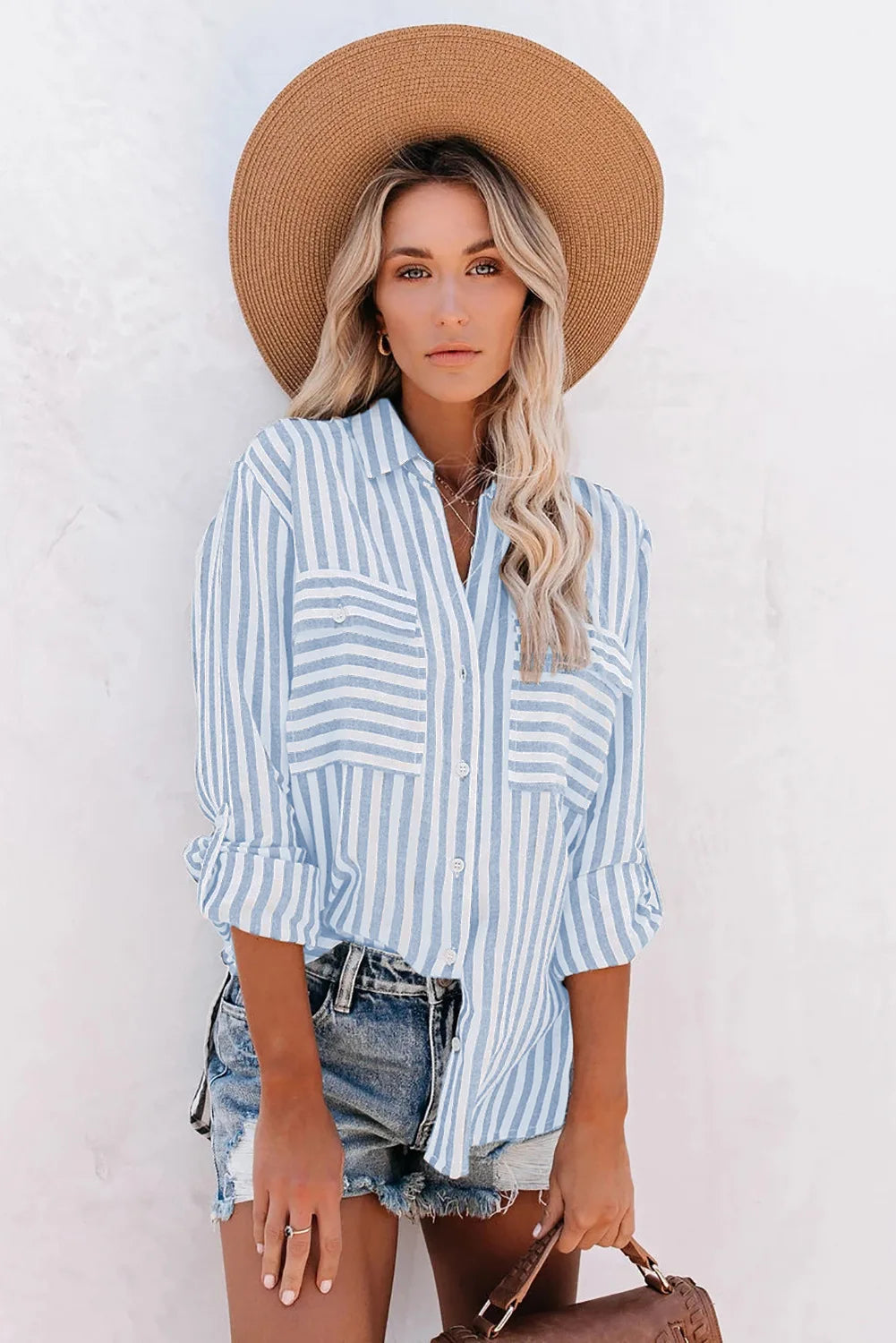 Ladies Classic Breasted Stripe Shirt