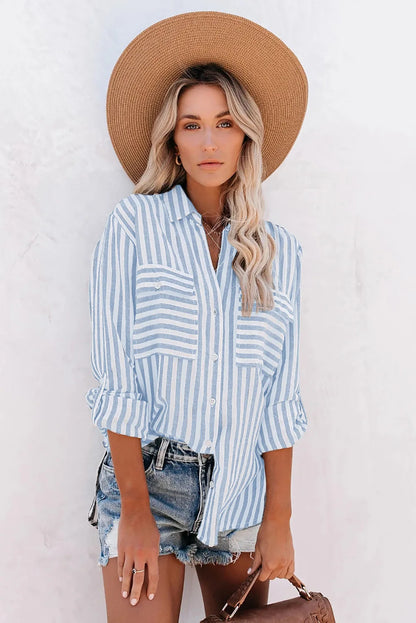 Ladies Classic Breasted Stripe Shirt
