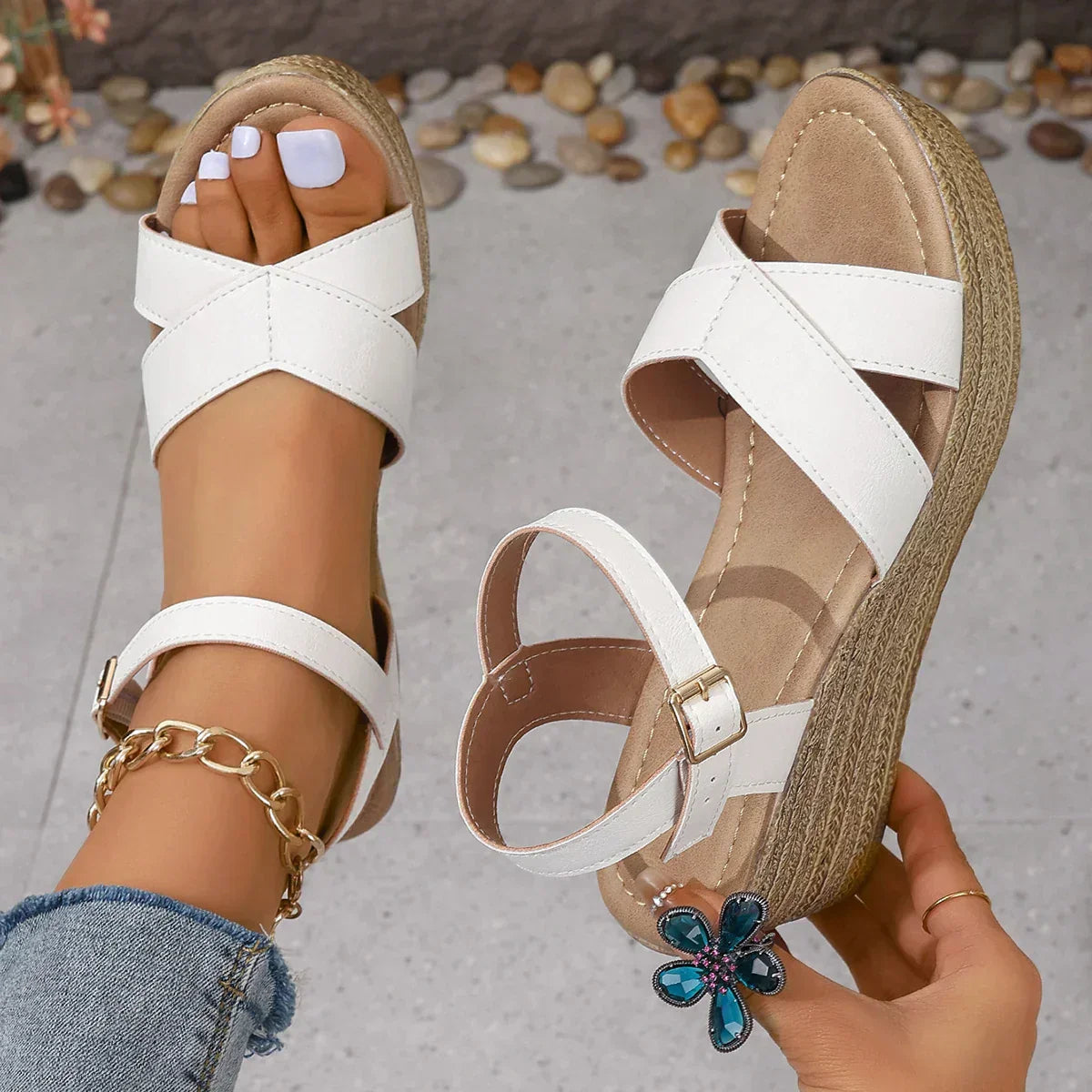 Stylish High Heel Wedge Sandals