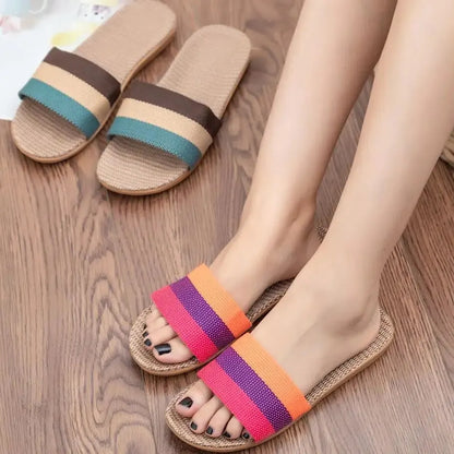 Lina | Ladies Flat Sandals in Black, White, and Tan - Lightweight Casual Footwear-1