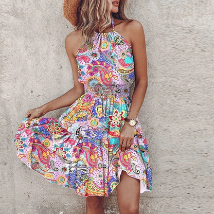 Sleeveless Unique Print Bodycon Mini Dress