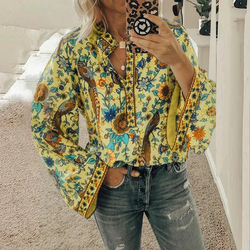 Vibrant Summer Peasant Top for Ladies
