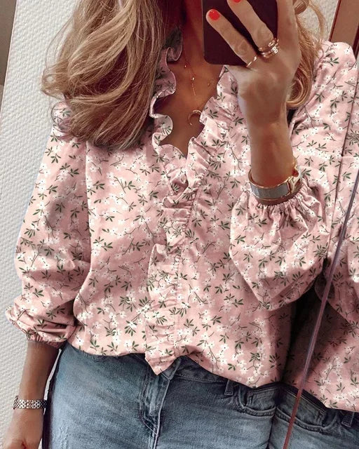 Women's Chiffon Blouse with Flirty Ruffles