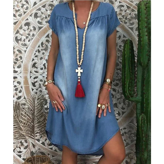 Casual Blue Jeans Sundress - Luxivelle