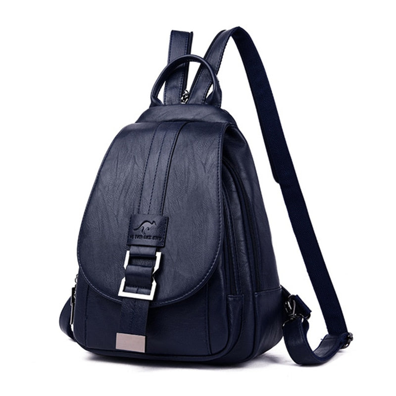 Secure Women's Leather Rucksack - Soft Genuine Sheepskin Backpack
