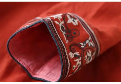 Casual Floral Embroidered Loose Fit Blouse