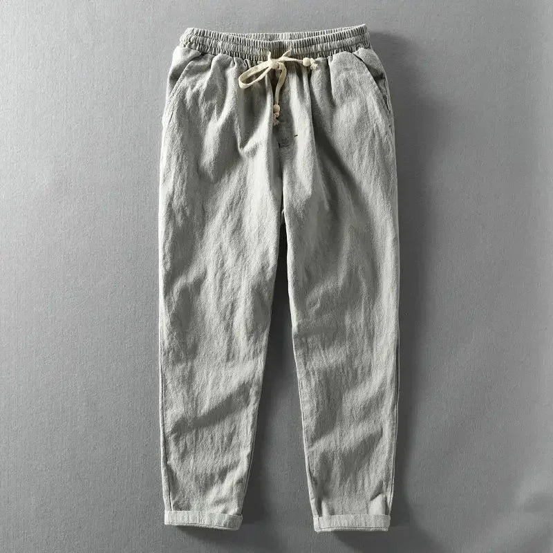 Lightweight Men's Summer Pants Loose Fit Drawstring Trousers