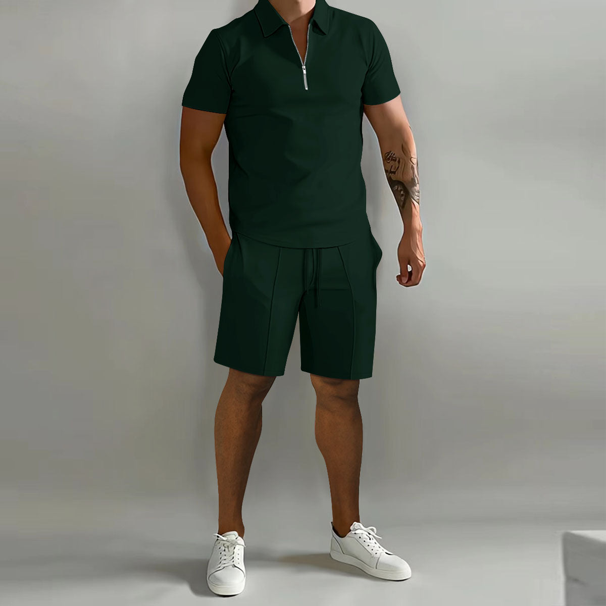 Men's Casual Quarter Zip Golf 2 Piece Set