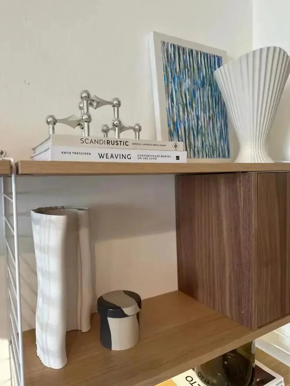 Contemporary Silver Metal Candle Stand