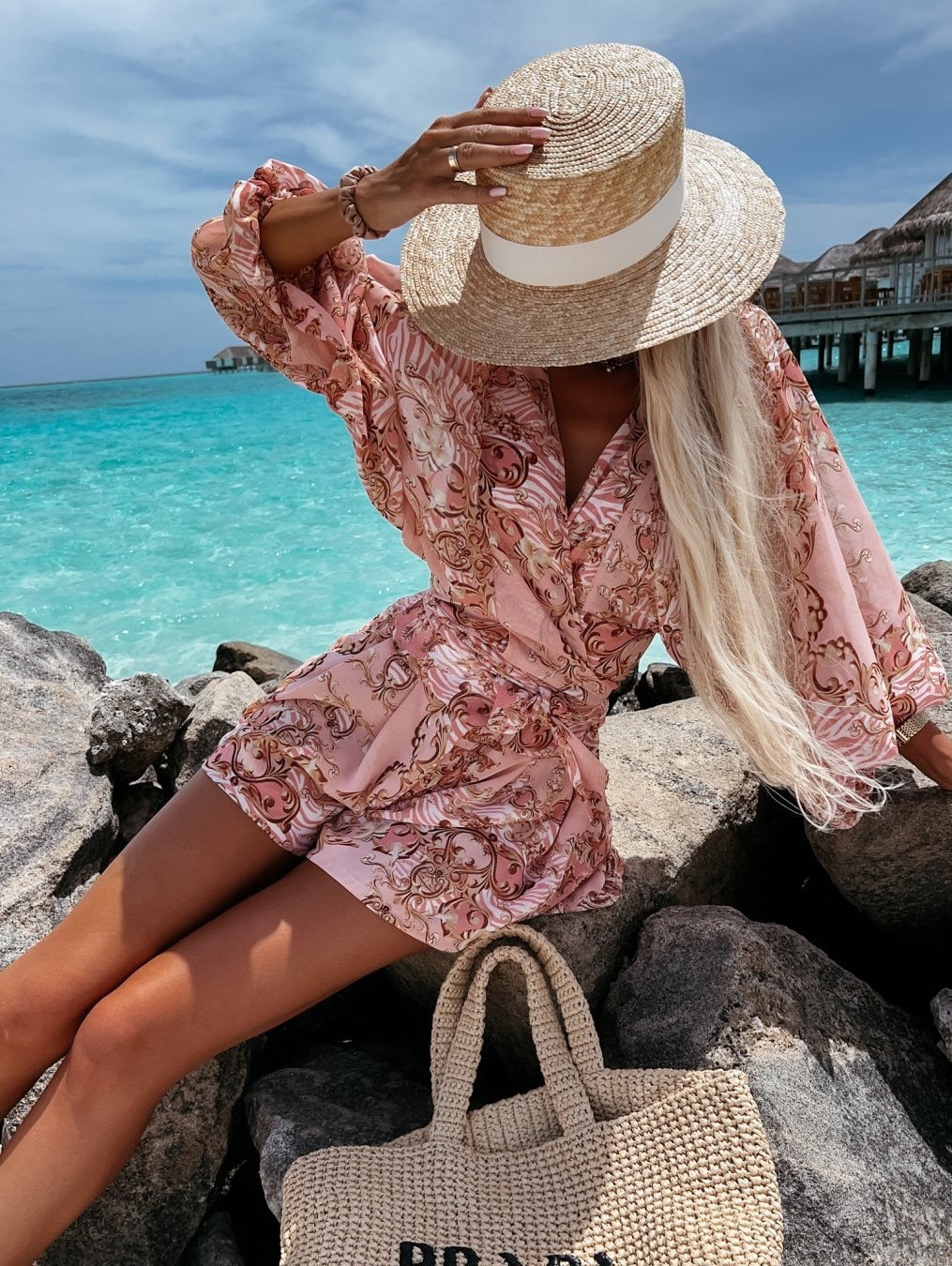 Ladies' Pretty Floral Sleeve Jumpsuit Romper