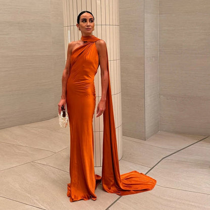 Variant image for Carla | Evening Gown with One-Shoulder Cape - Formal Dresses-16