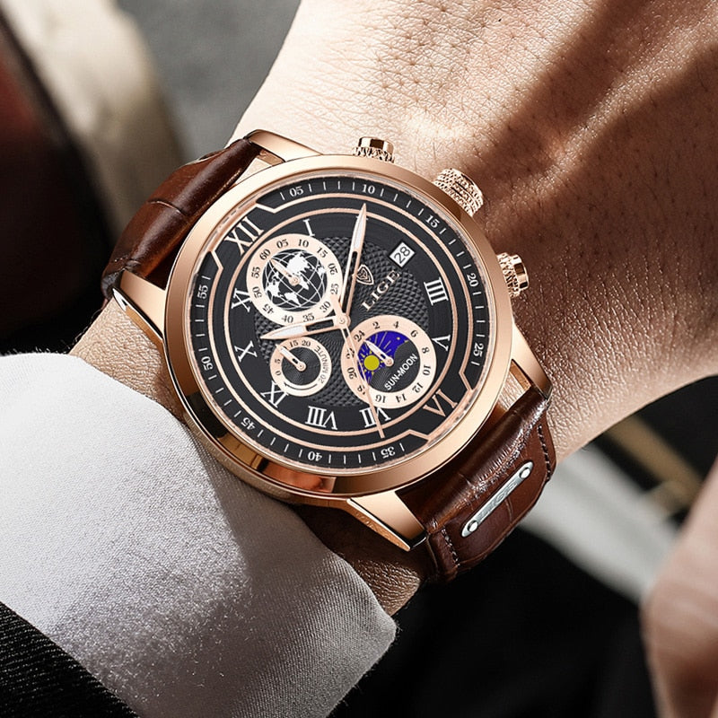 Modern Leather Chronograph Men's Watch - Luxivelle