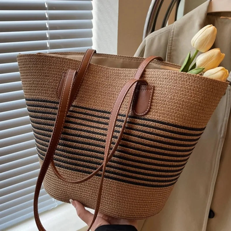 Sandy Shores | Large Straw Beach Bag-3