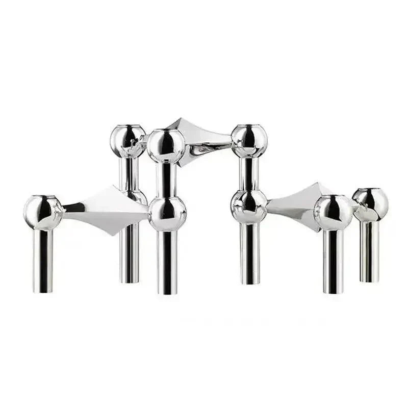 Contemporary Silver Metal Candle Stand