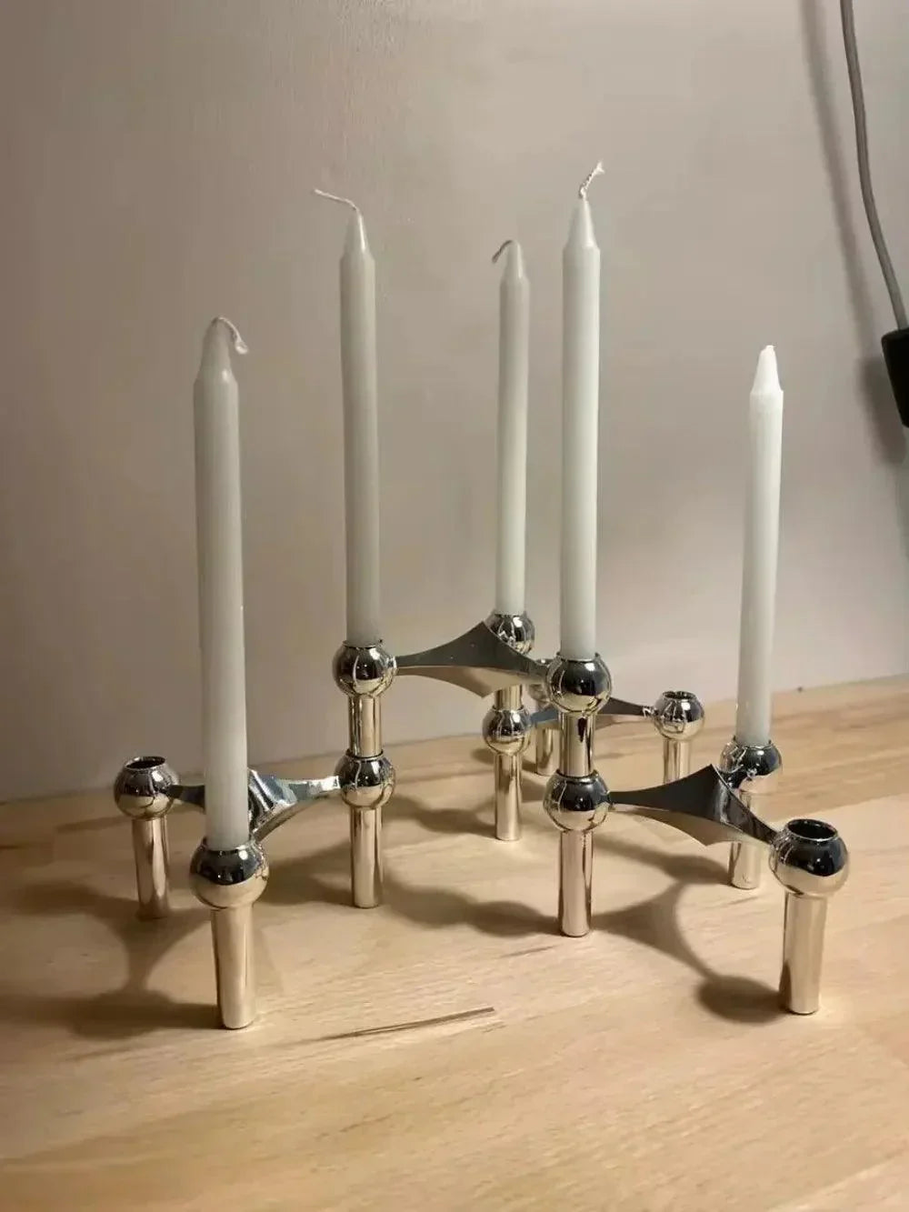Contemporary Silver Metal Candle Stand - Luxivelle