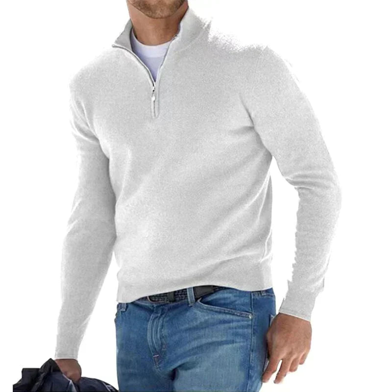 Men's Zip Up Crew Neck Sweater