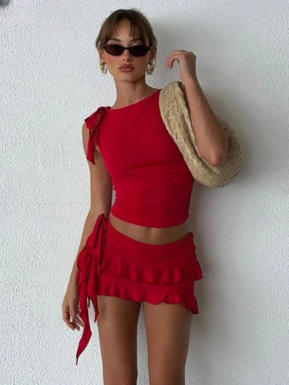 Isla | Pleated Skirt and Bandage Tank Top Two Piece Set