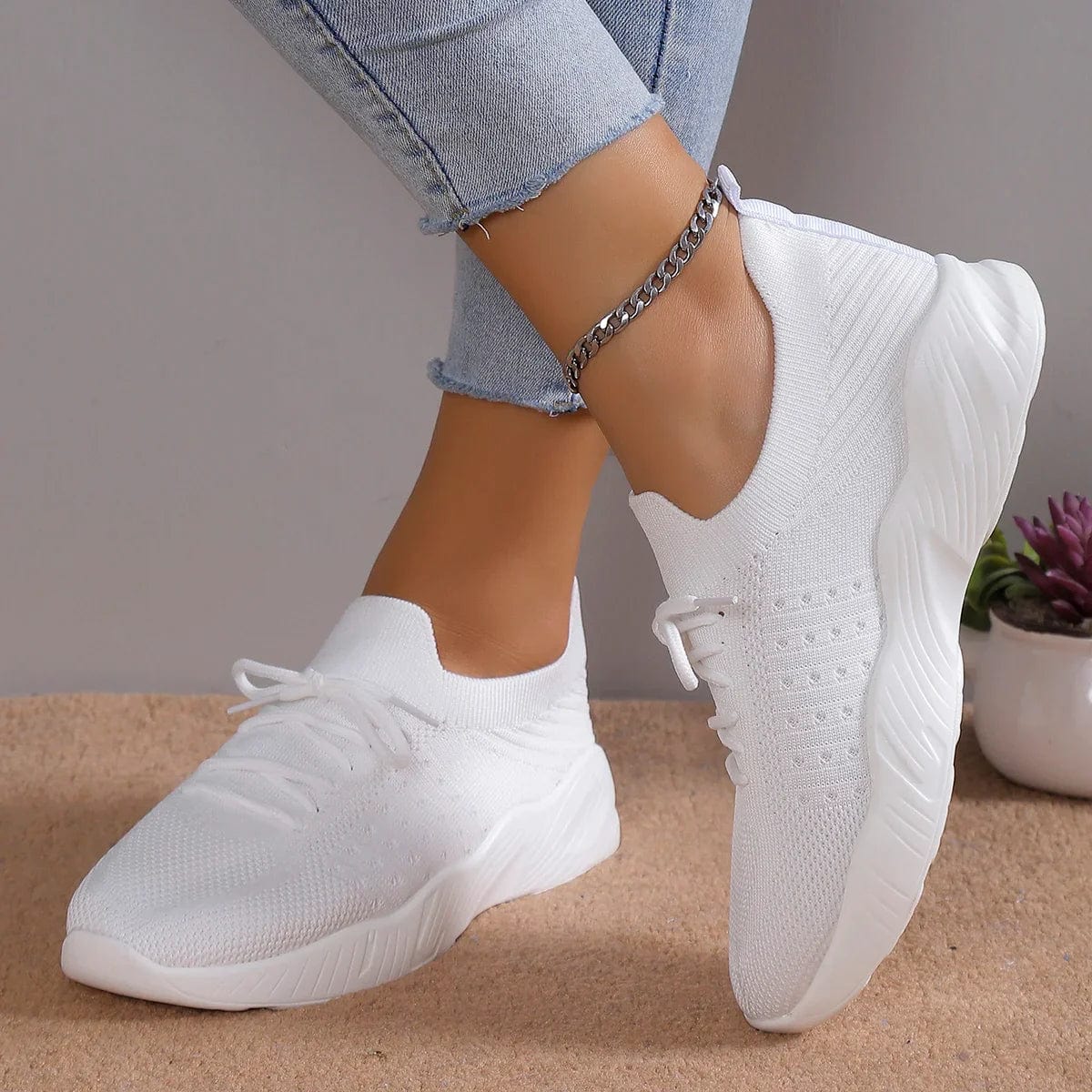 Lara Comfort Shoes - Stretch Knitted Fabric, Orthopedic Support for Standing All Day-2