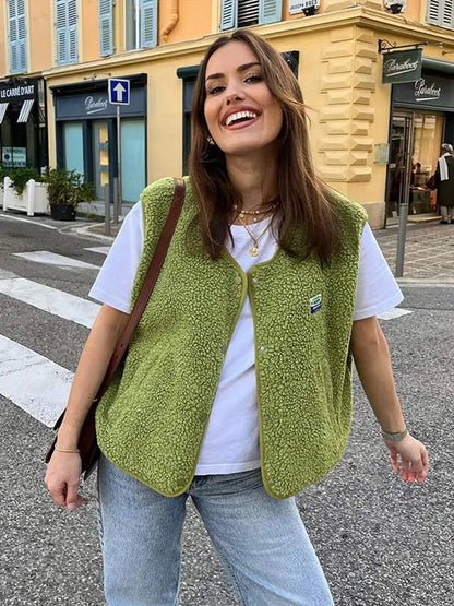 Green Fuzzy Teddy Gilet